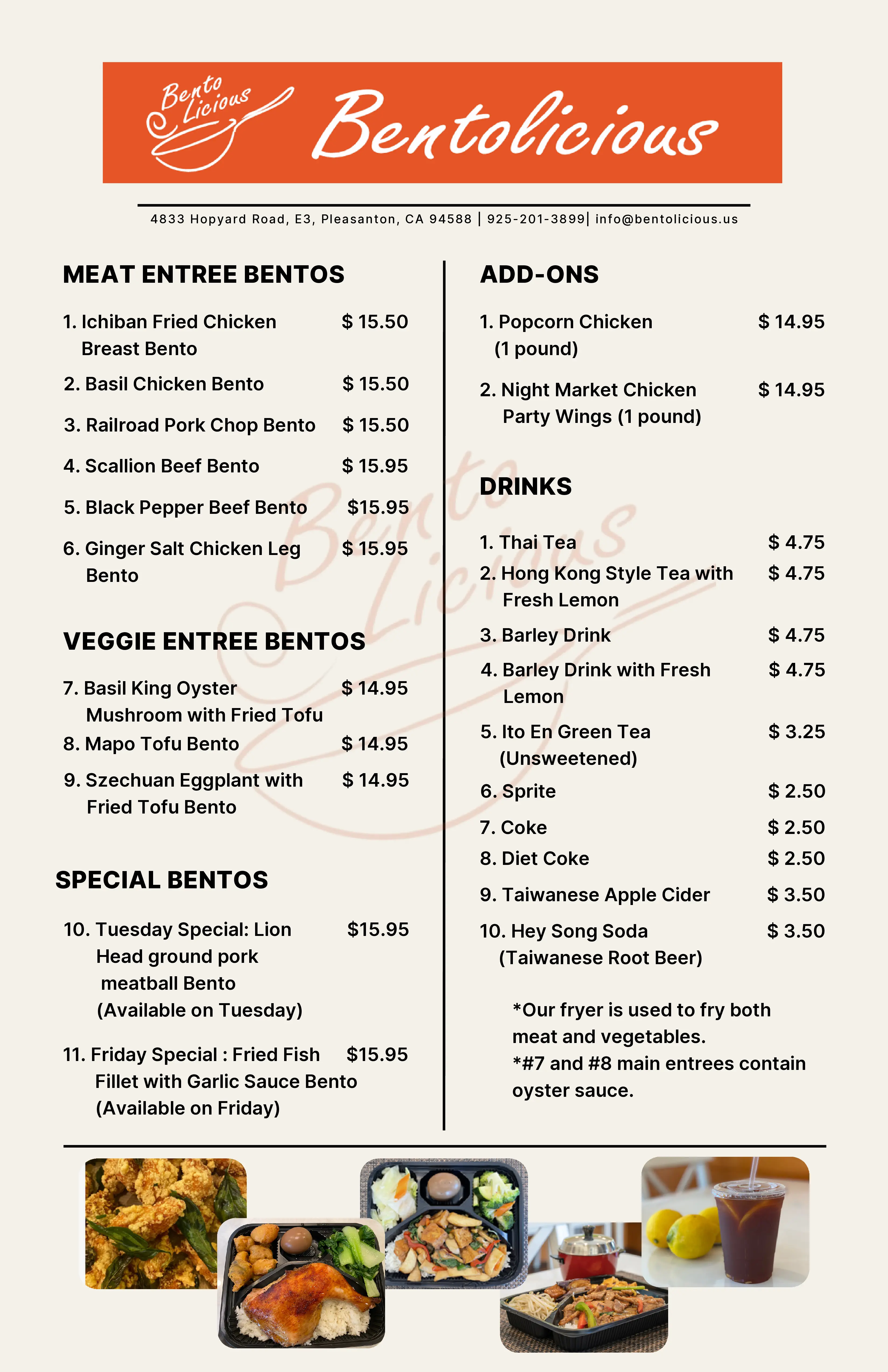 Individual Bento Menu